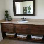 Dark wood bathroom vanity
